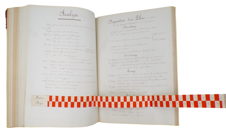 Gindre factory silk weaving manual, Lyon, ca. 1880.