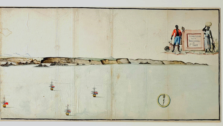 Frederici, Prospect van het eyland, en de rheede van St. Iago, 1783.