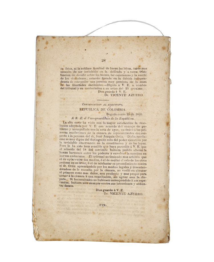 Restrepo, Coleccion de documentos que publica la Alta Corte, 1826.
