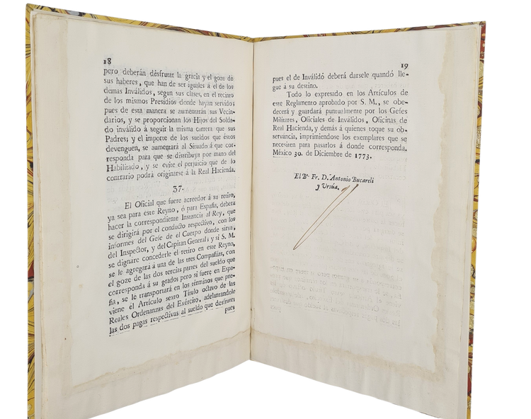 Founding Royal ordinance for the Corps of Invalids of New Spain, 1773.
