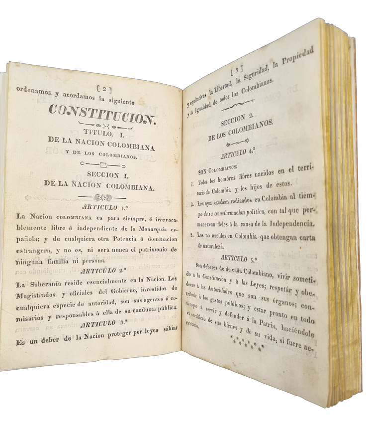 Bolivar, Constitucion de la Republica de Colombia, 1821.