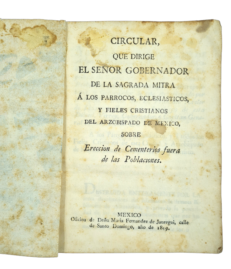 Indigenous burial rites prohibited, Mexico 1809.