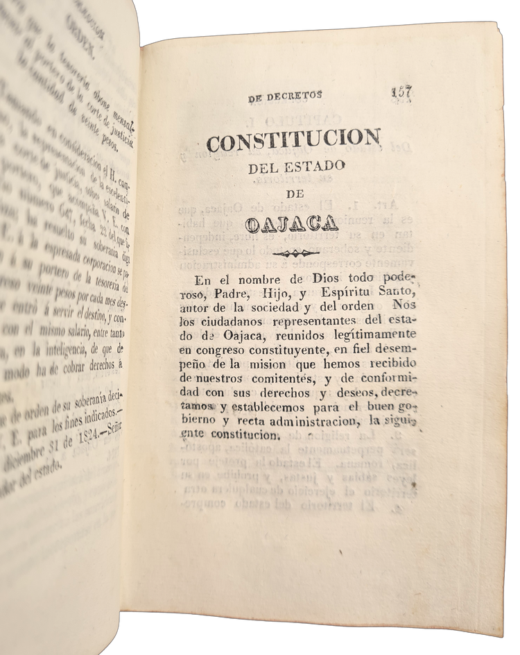 Coleccion de decretos y ordenes del Estado Libre de Oajaca, 1829.