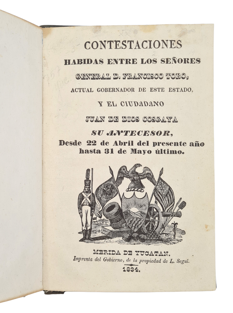 Extremely rare, significant and pretty Yucatan imprint, Mérida de Yucatán 1834.