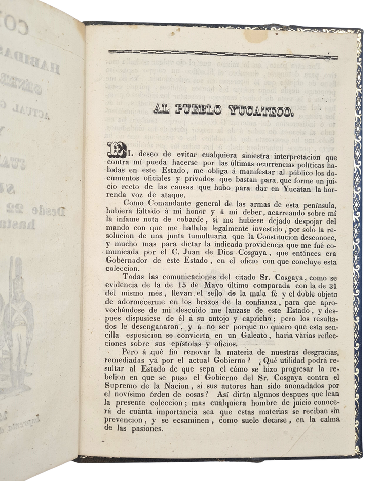 Extremely rare, significant and pretty Yucatan imprint, Mérida de Yucatán 1834.