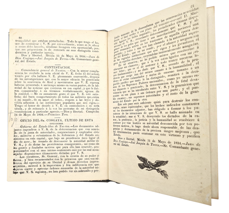 Extremely rare, significant and pretty Yucatan imprint, Mérida de Yucatán 1834.