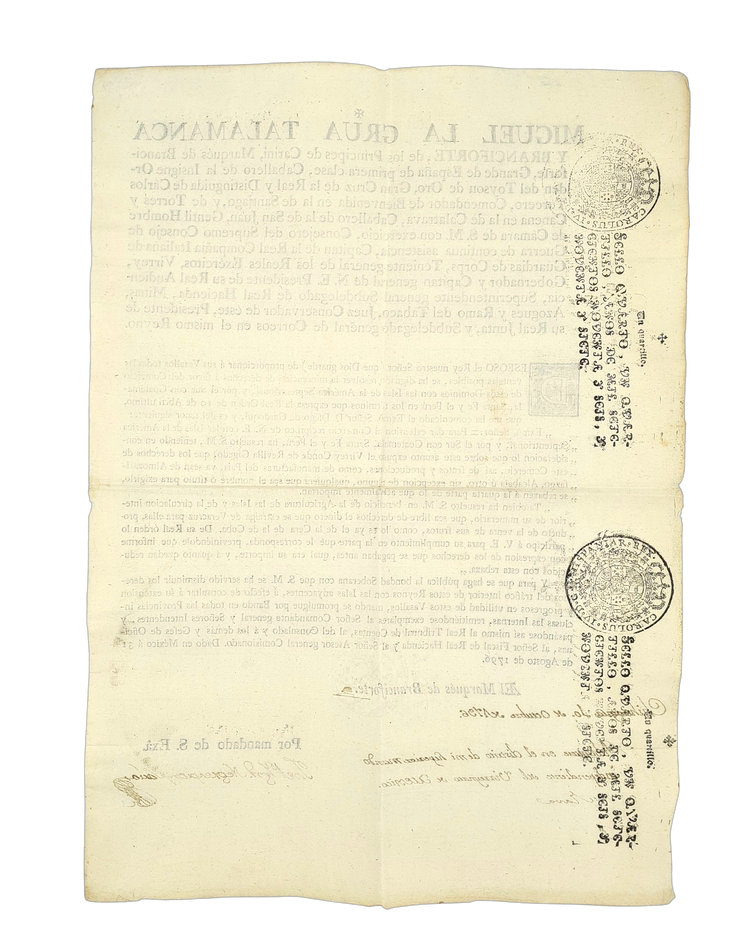 Talamanca, Deseoso el Rey nuestro Señor, 1796.