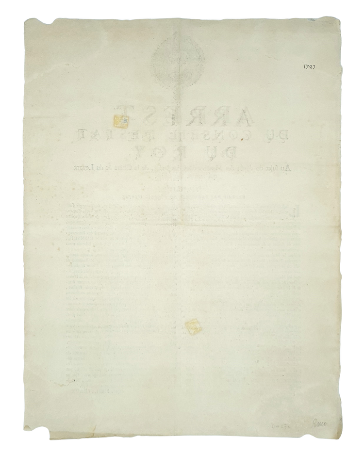 Unrecorded French Compagnie des Indes broadside, 1727.
