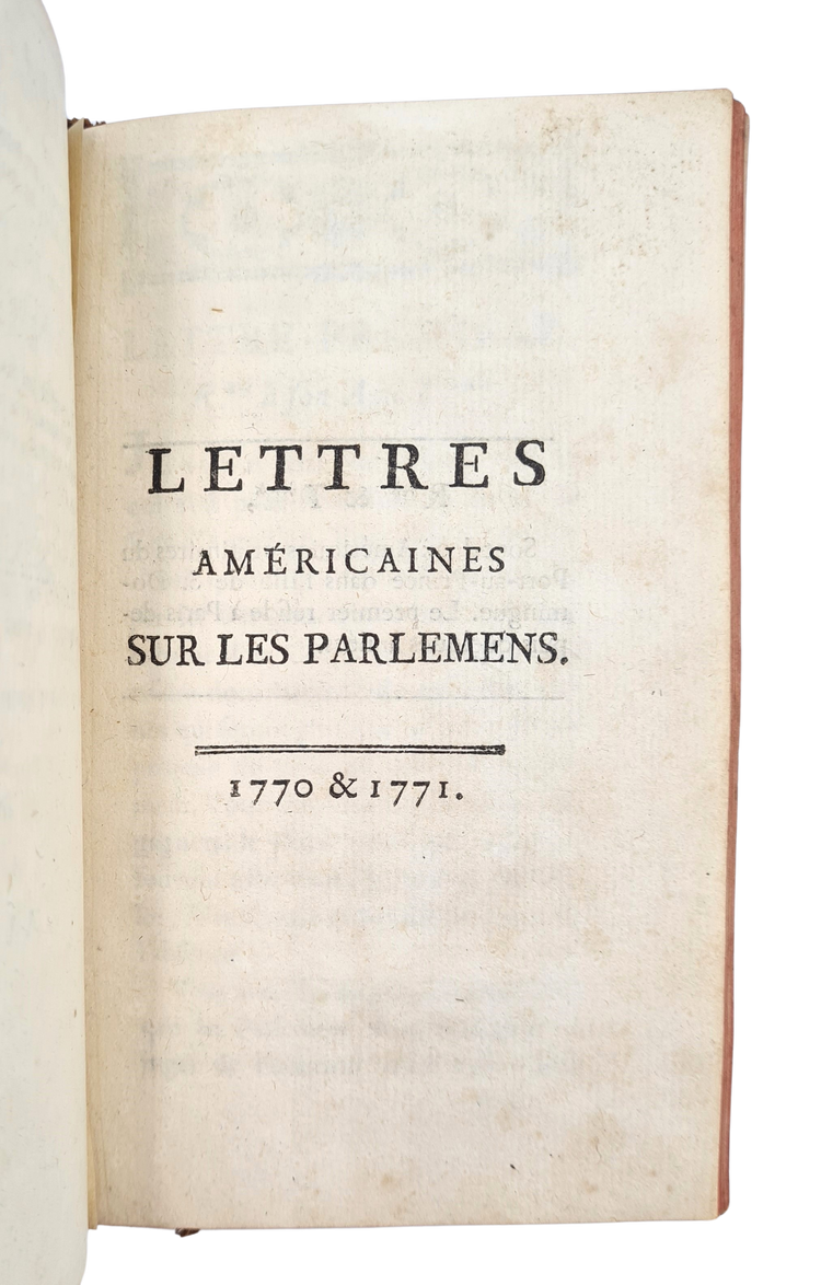 Voltaire, Lettres américaines sur les parlemens, 1770-1771.