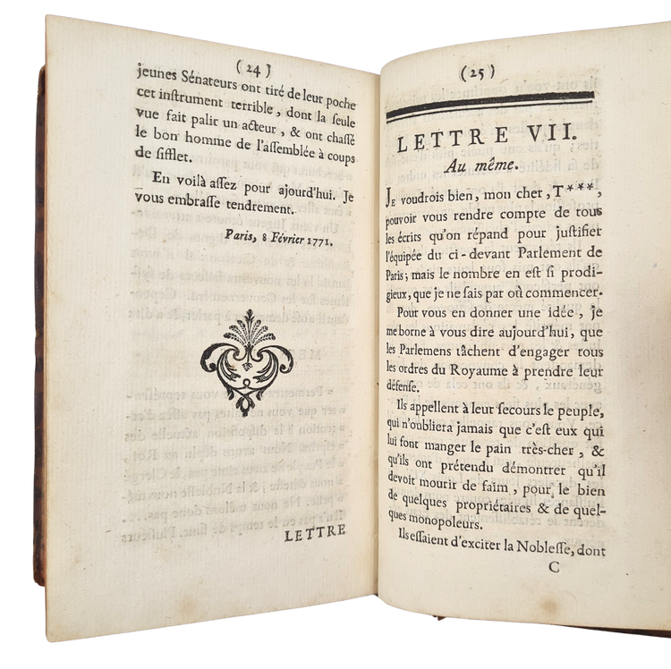 Voltaire, Lettres américaines sur les parlemens, 1770-1771.