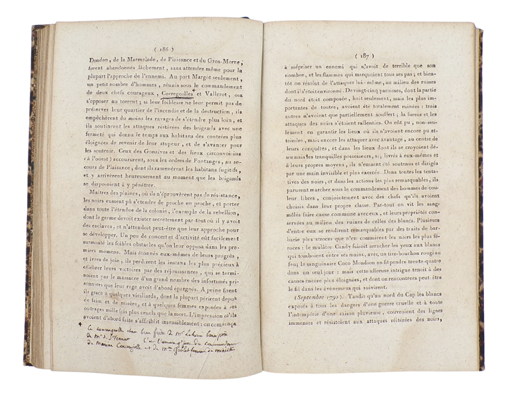 A colonist's account of the Haitian Revolution, with manuscript notes on plantations