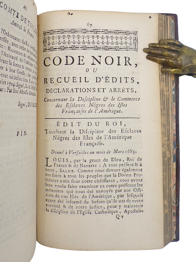 Code Noir, 1765.