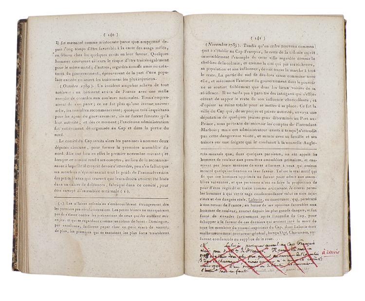 A colonist's account of the Haitian Revolution, with manuscript notes on plantations