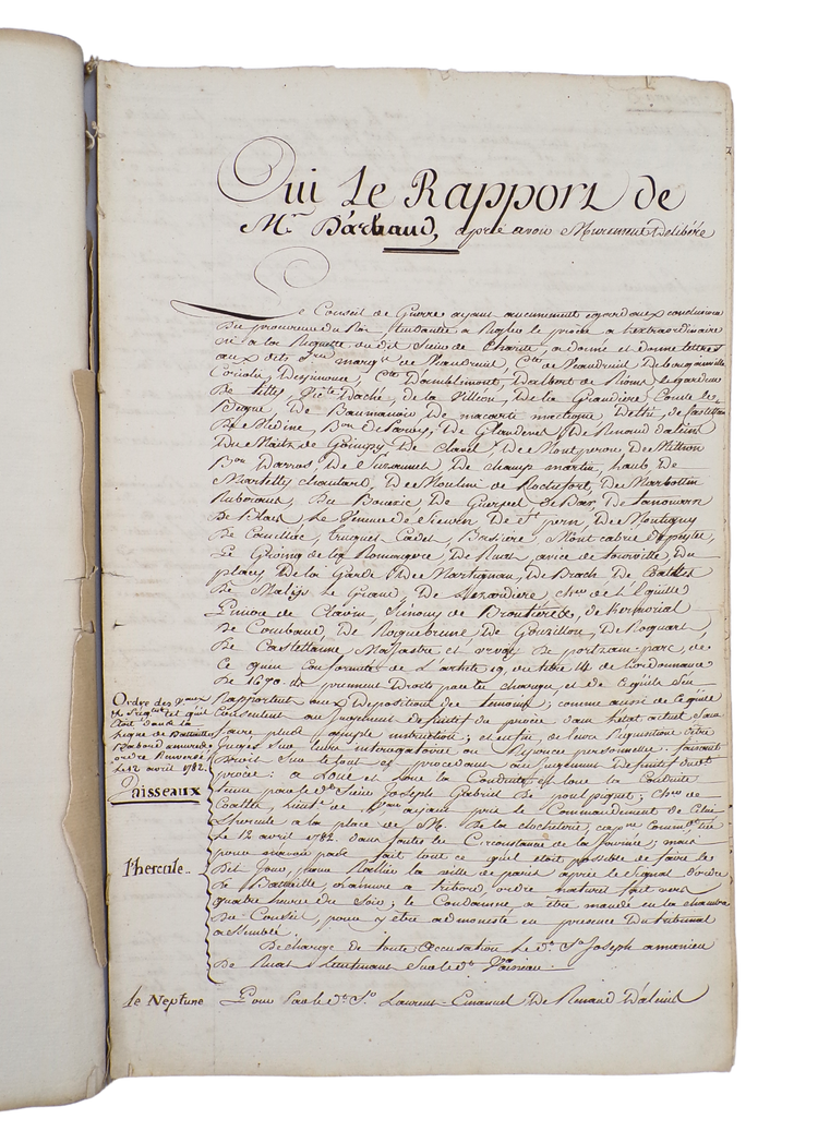 Official manuscript review of the Battle of the Saintes, with the accounts of De Grasse and others