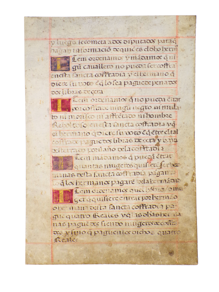 Manuscript rules for entry into the Order, 1588.