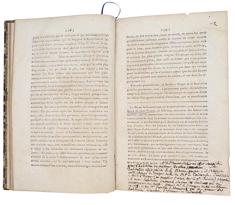 A colonist's account of the Haitian Revolution, with manuscript notes on plantations