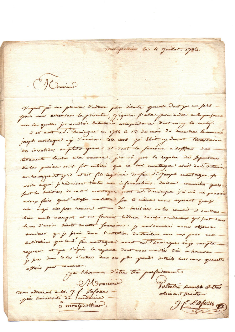 Colonial death and inheritance: letters on a Saint-Domingue coffee plantation