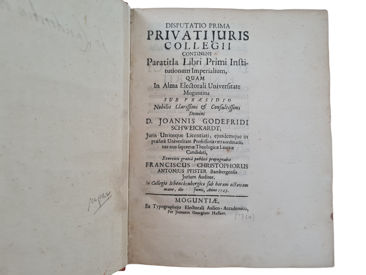 Collection of unrecorded juridical dissertations that mark the return of law at Mainz University