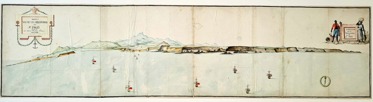 Frederici, Prospect van het eyland, en de rheede van St. Iago, 1783.
