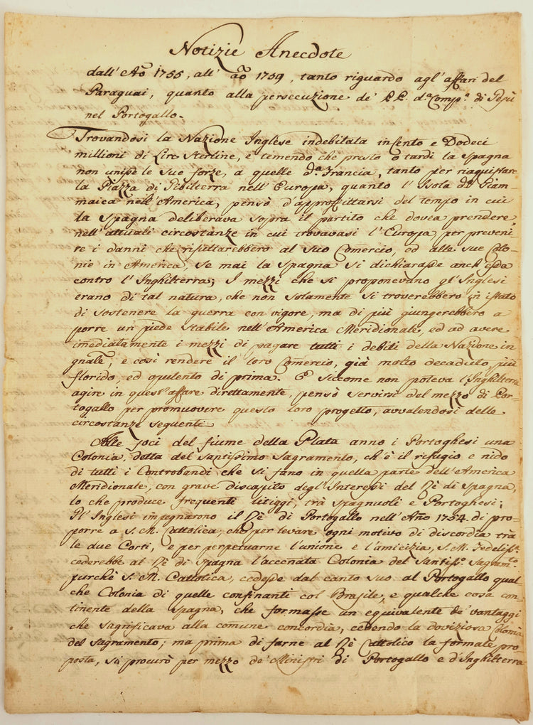 Tanucci, Notizie Anecdote, 1759.