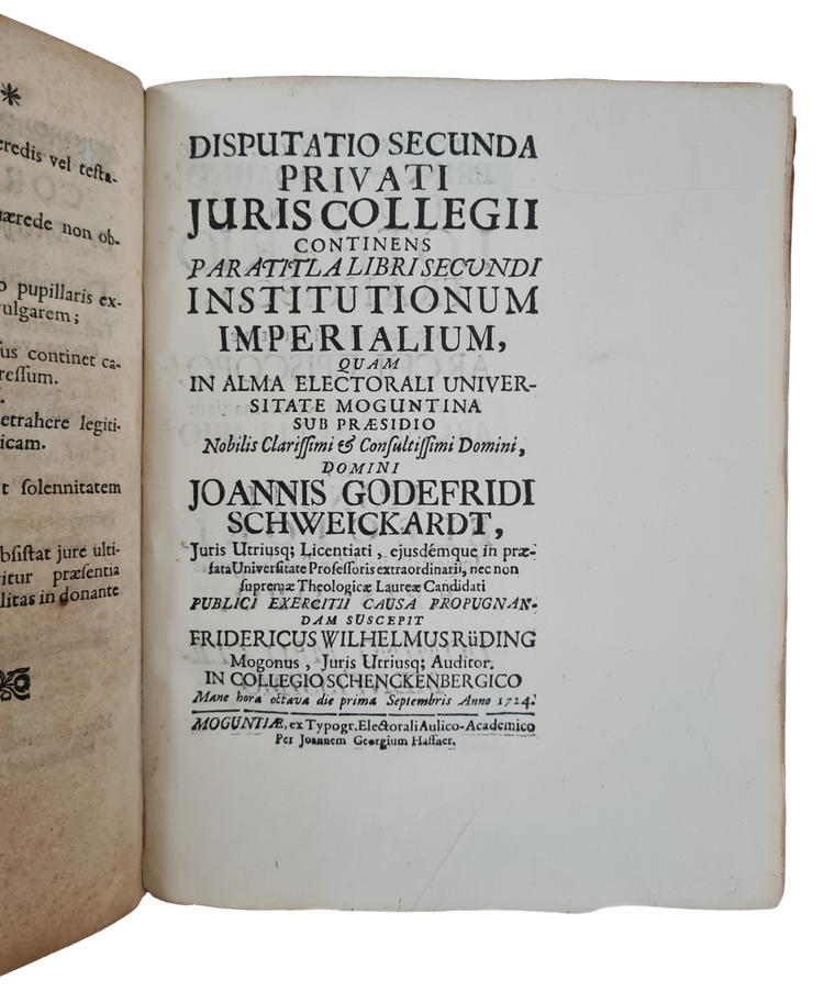 Collection of unrecorded juridical dissertations that mark the return of law at Mainz University