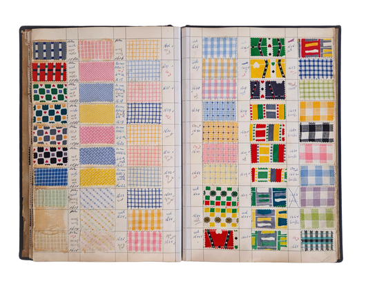Dutch textile sample album with Rigtersbleek manufacturer sheets
