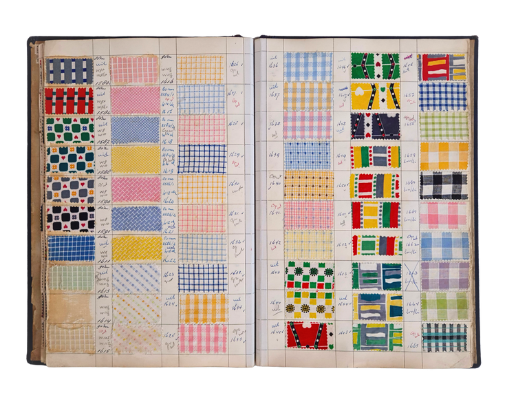 Dutch textile sample album with Rigtersbleek manufacturer sheets