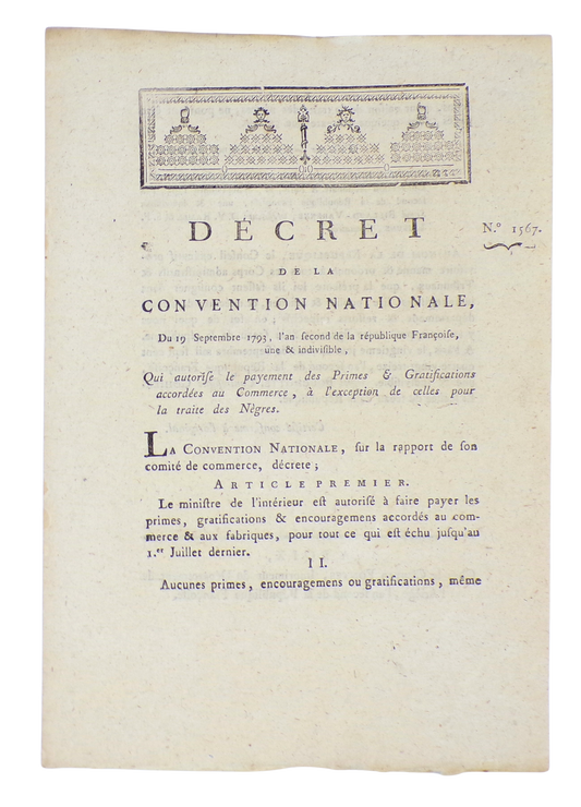 Celles pour la traite des nègres, Foix 1793.