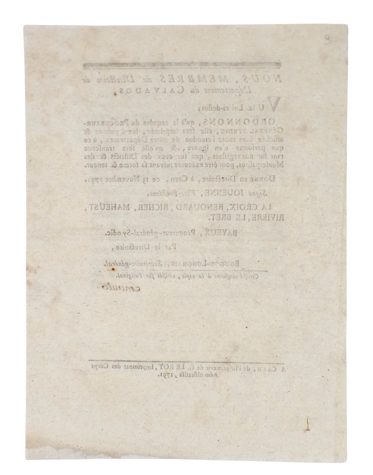 Loi portant que tout homme est libre en France, Caen 1791.