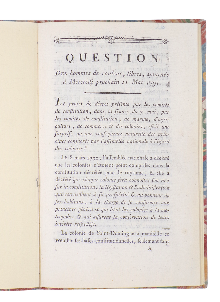 De Pons, Question des hommes de couleur, libres, 1791.