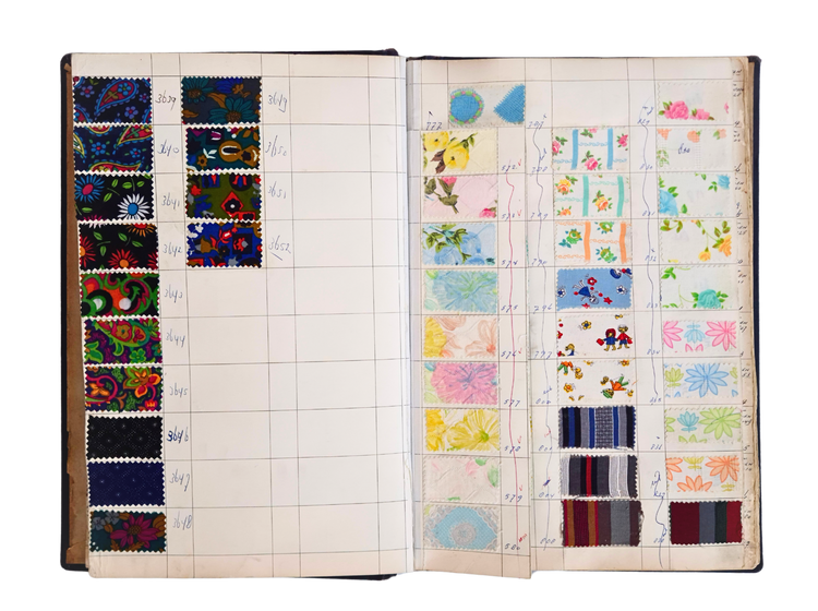 Dutch textile sample album with Rigtersbleek manufacturer sheets