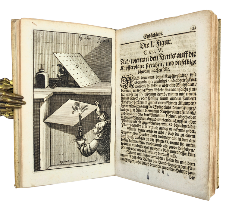 An expanded edition of Bosse’s etching and engraving manual, bound in a medieval leaf