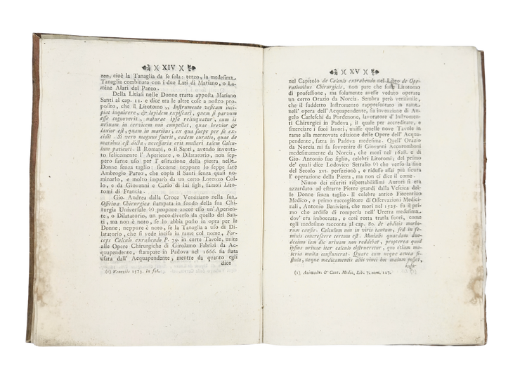 Pages XIV–XV of Masotti’s Lettera, showing the complete open book and wide margins.
