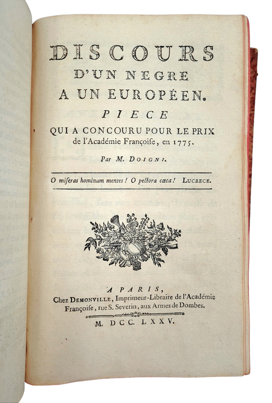 Doigny du Ponceau, Discours d'un negre a un Européen, 1775.
