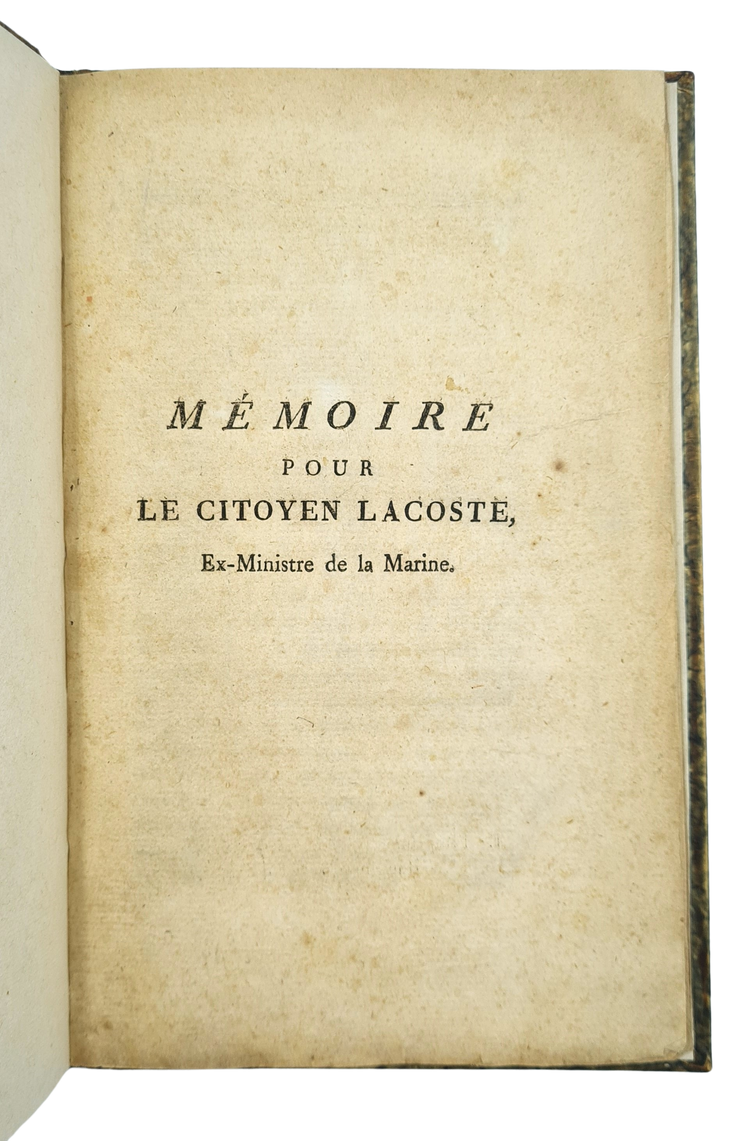 Jean de Lacoste, Mémoire pour le citoyen Lacoste, 1792.