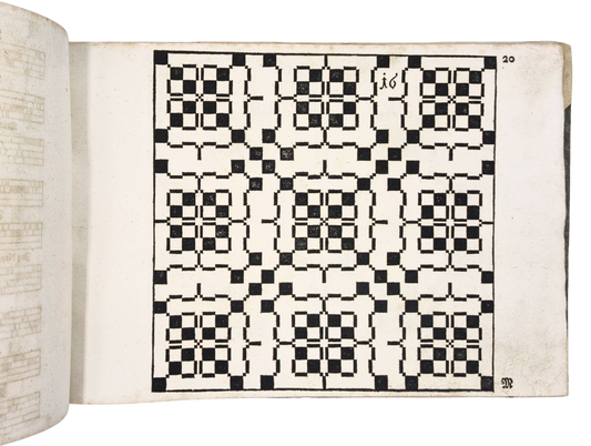 Rare 18th-century weaving pattern book with 72 full-page designs