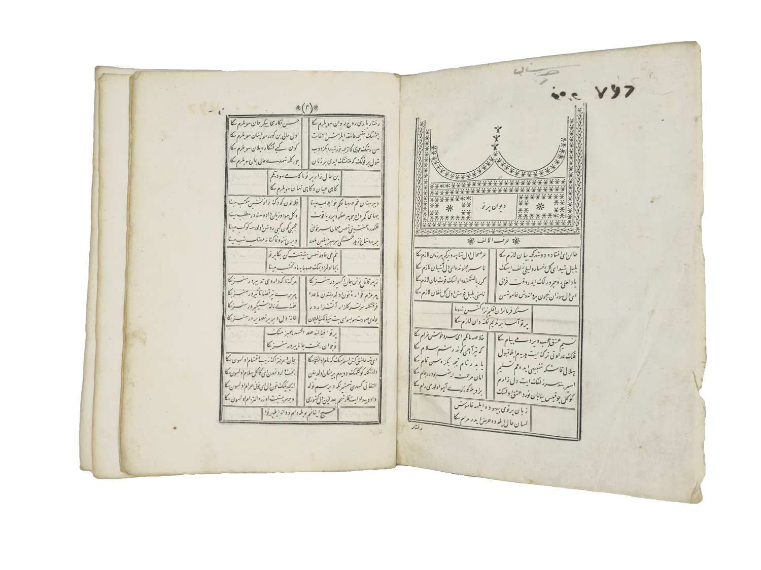 Ornamented opening of Muvakkitzade Pertev’s Dīwān.