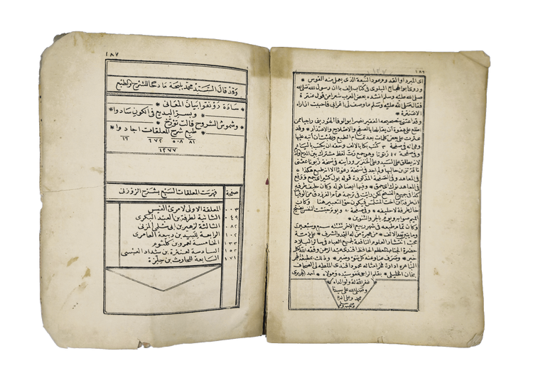 Final opening, pages 186–187 of al-Zawzanī’s commentary on the seven Muʿallaqāt.