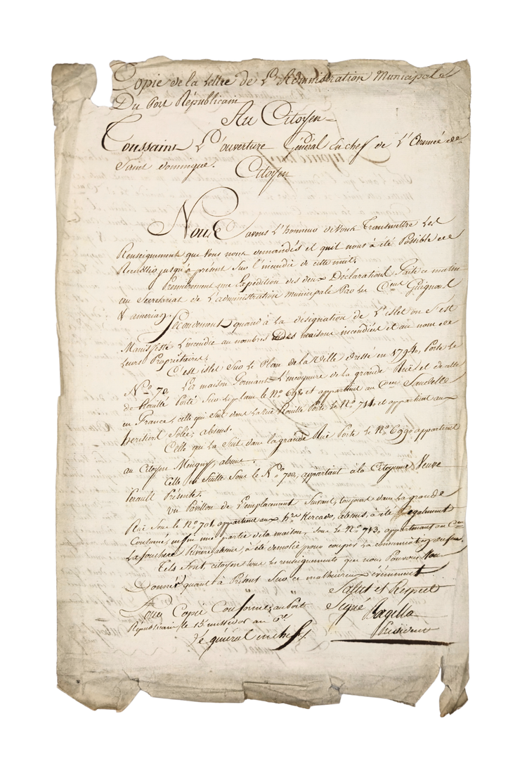The order overturned: a colonial administration reports to Toussaint Louverture