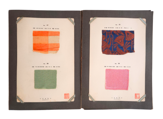 Japanese interwar textile album of 62 European and American fabrics