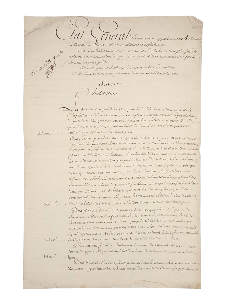 Inventory of the Governor’s plantation estate