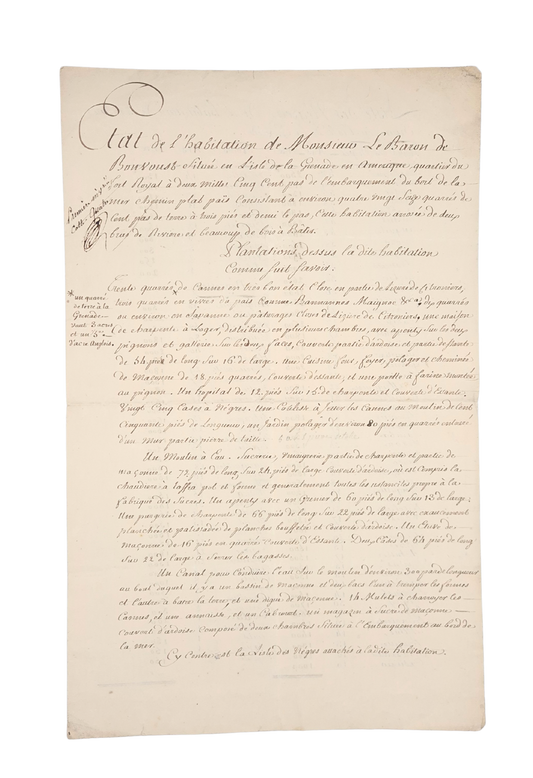 Inventory of the Governor’s plantation estate and slaves