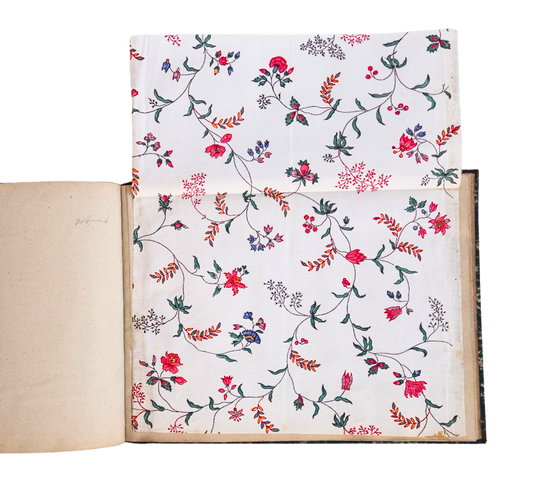 Album of vividly coloured floral printed textile designs