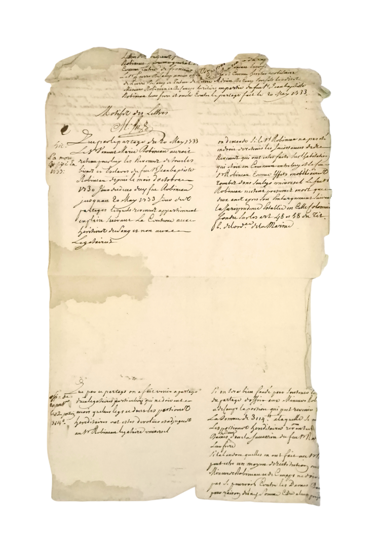 The Robineau succession: a difficult estate settlement of a planter in Saint-Domingue.
