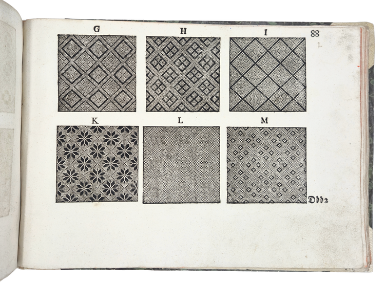 Rare 18th-century weaving pattern book with 72 full-page designs