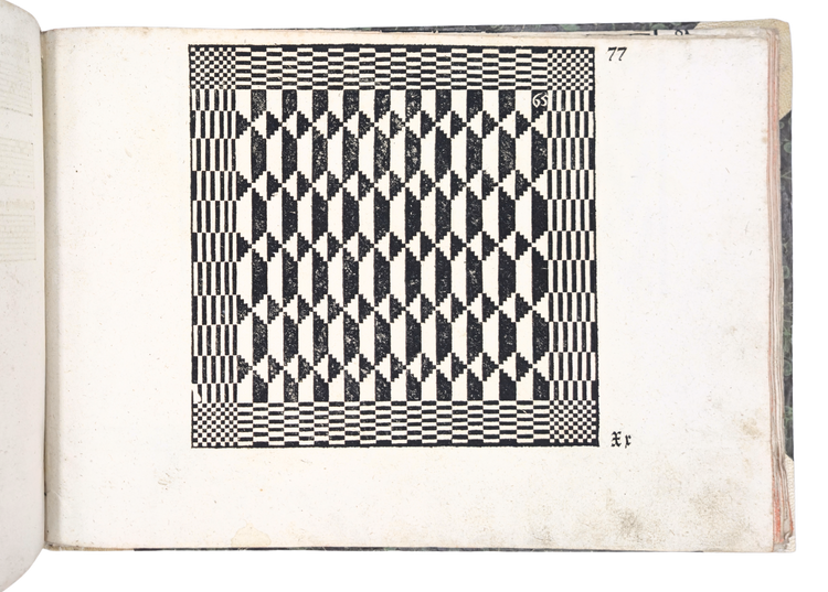 Rare 18th-century weaving pattern book with 72 full-page designs