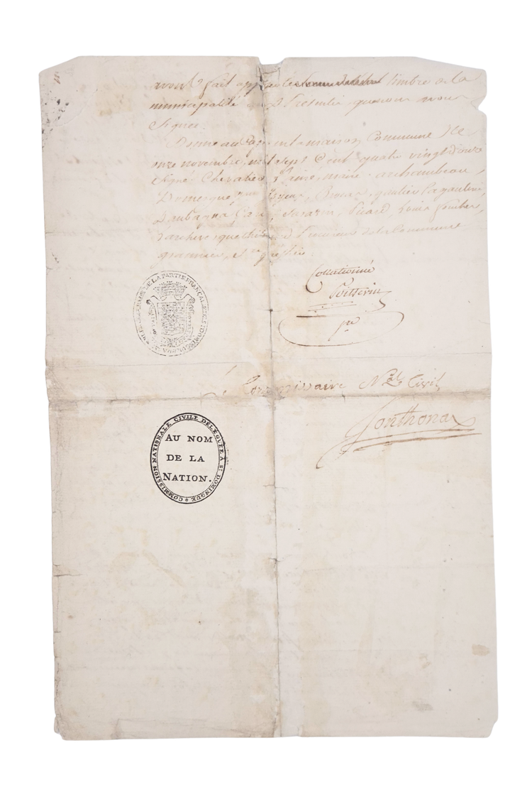 Signed by Sonthonax at the start of the Haitian Revolution