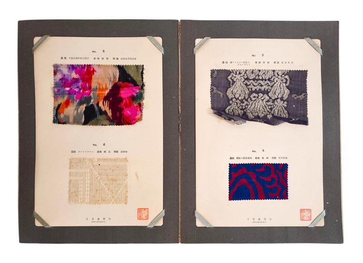 Japanese interwar textile album of 62 European and American fabrics