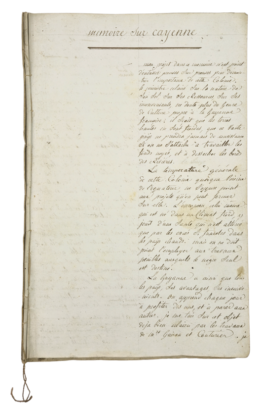 Detailed manuscript survey of the defences of Cayenne, French Guiana, with a structured reform proposal (1783).