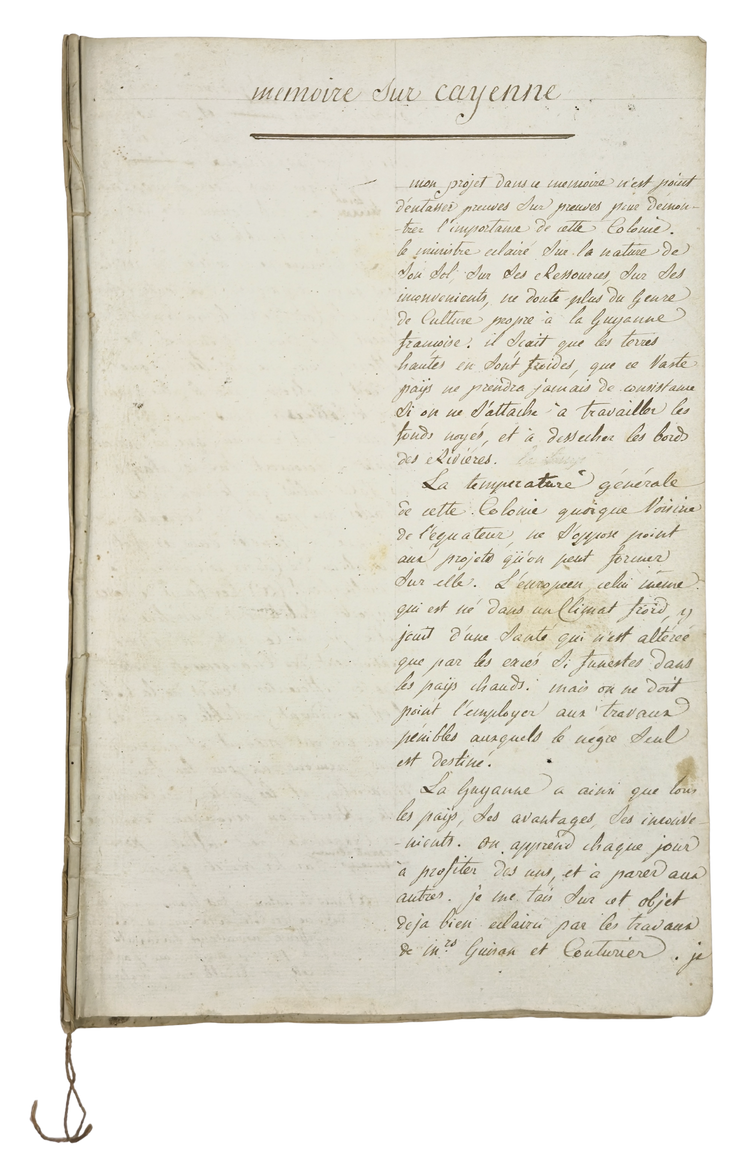 Detailed manuscript survey of the defences of Cayenne, French Guiana, with a structured reform proposal (1783).